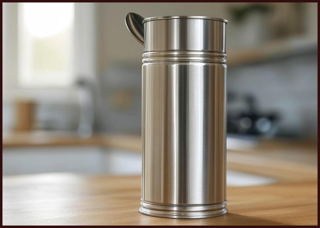 304Stainless steel 원두커피통 스푼부여 음식 보관함 저장함 밀봉통, 1.5L, 1개