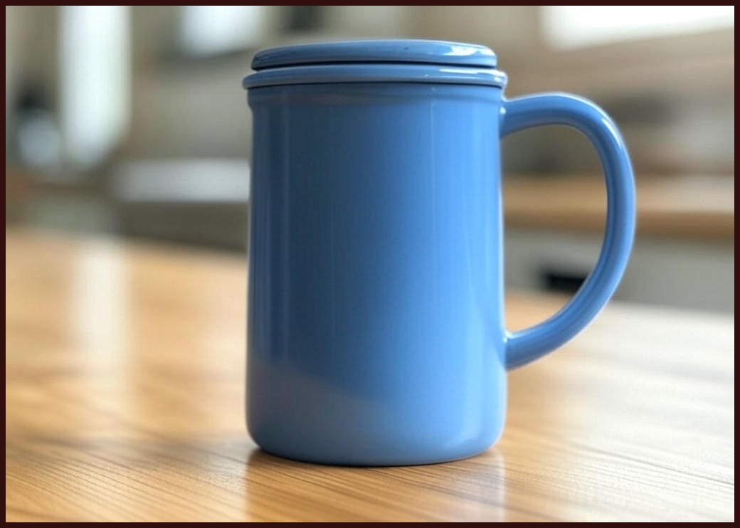 고급 세라믹 머그컵 커피잔 물컵 뚜껑 포함, 1개, 블루